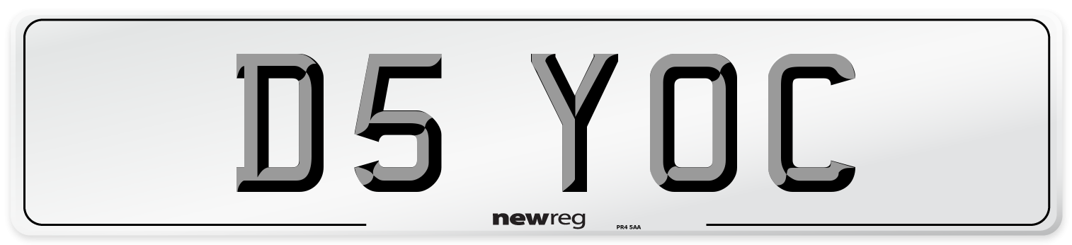 D5 YOC Number Plate from New Reg